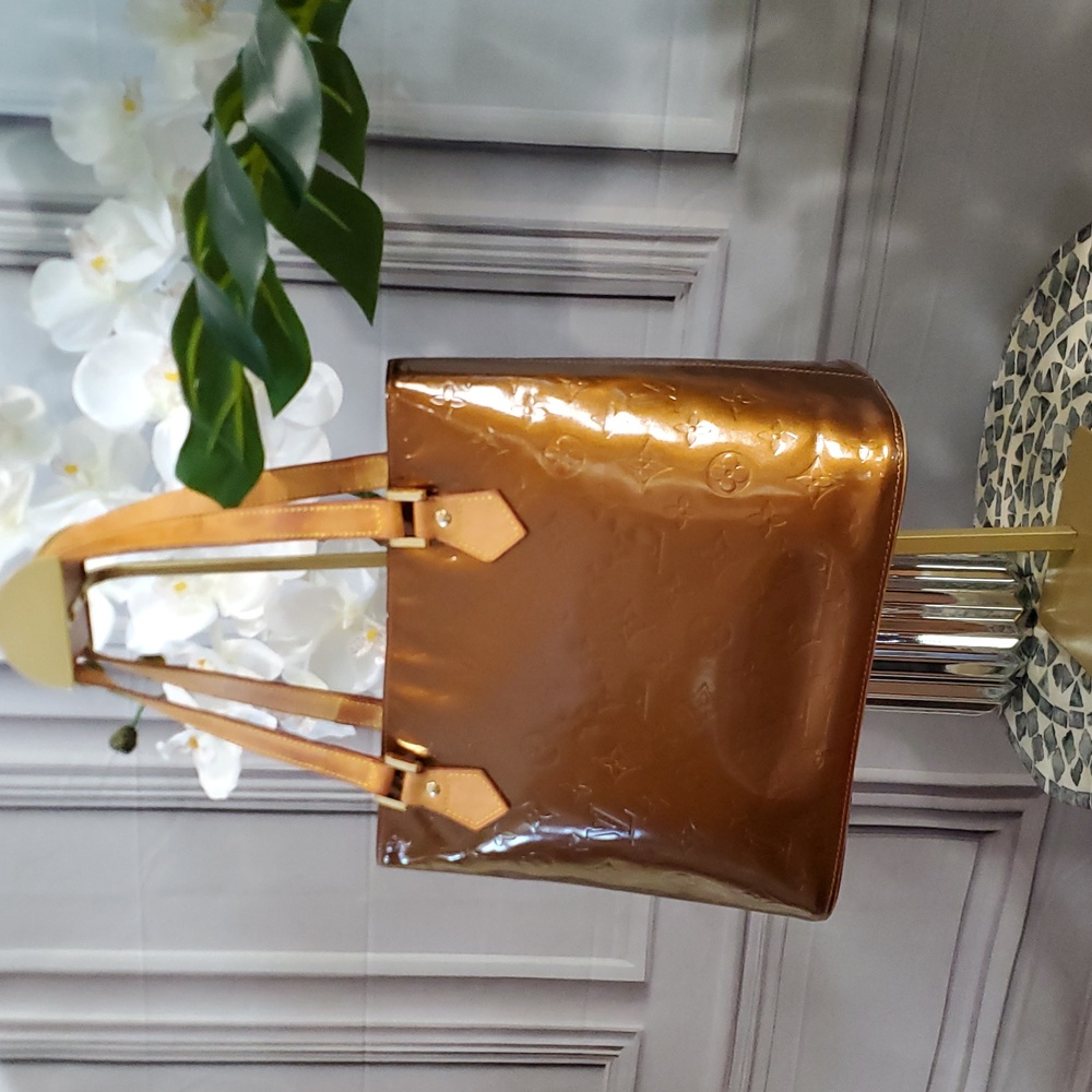 Louis Vuitton Brown Houston Vernis Leather monogram Tote Bag gold hardware LV - Picture 5 of 17